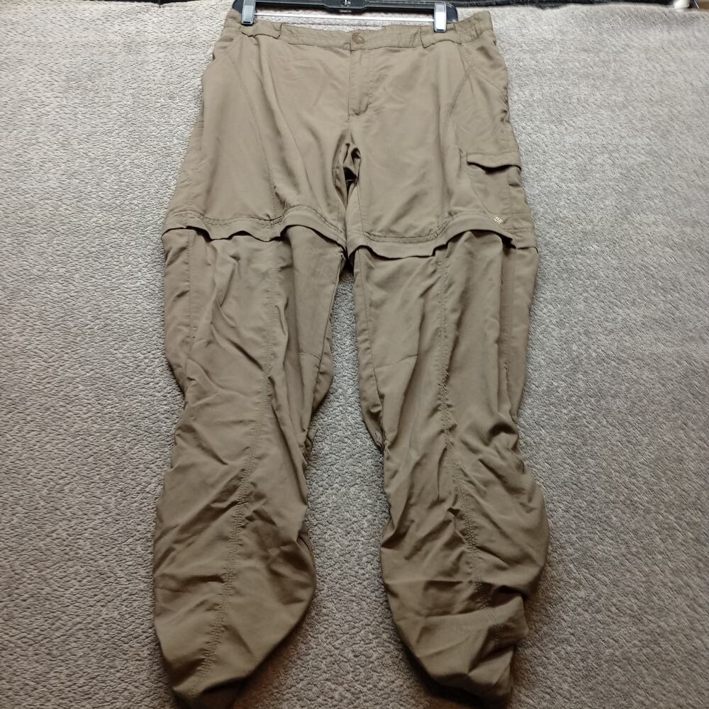 Columbia Convertible Hiking Cargo Pants Women 14 Khaki Nylon